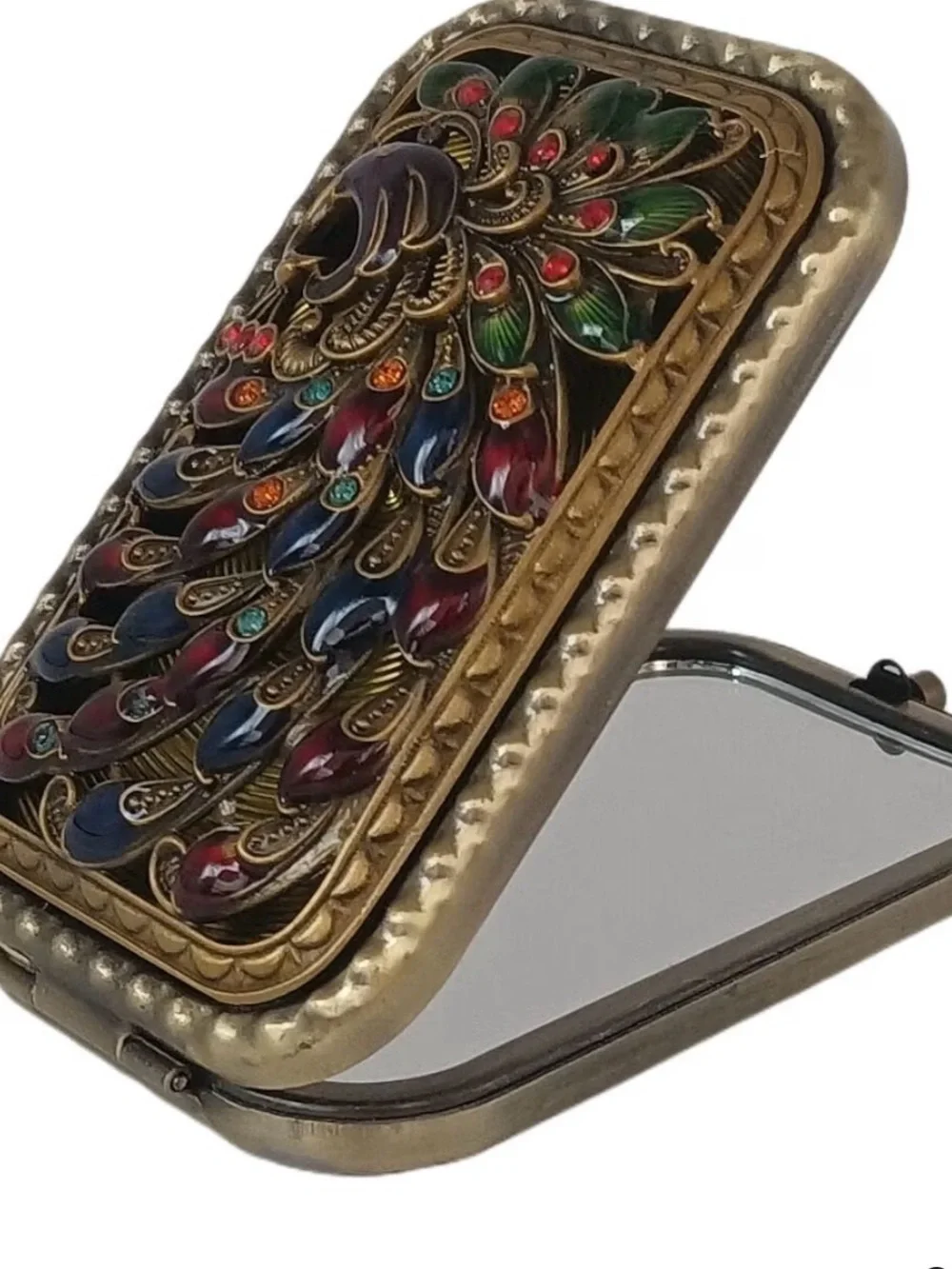 Bronze Peacock Vintage Portable Mini Mirror